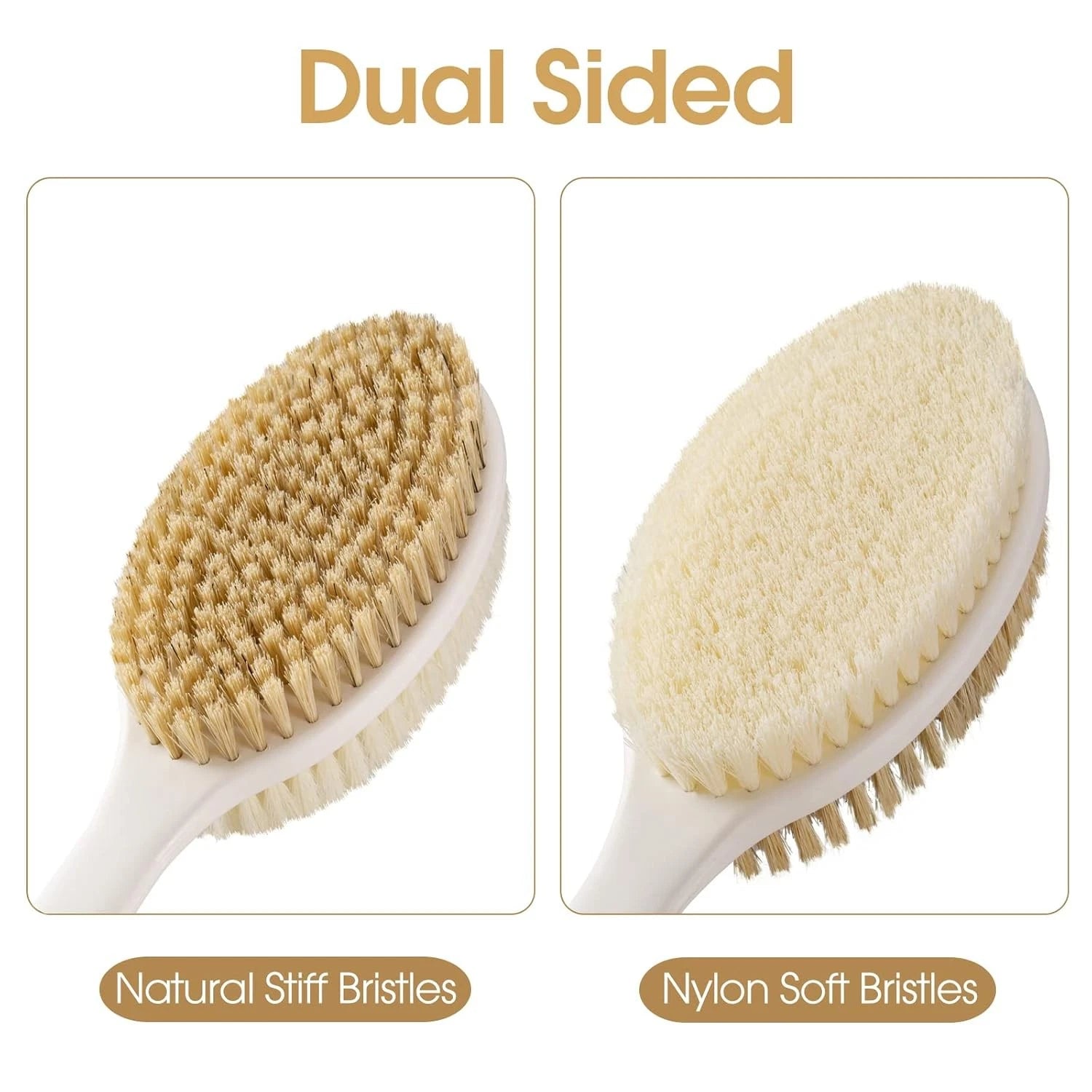 Body Scrubber Anti Slip for Shower,Shower Brush Long Handle with Stiff and Soft