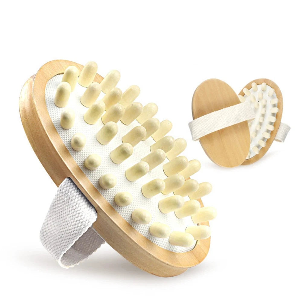 Spa Massager Handheld Wooden Cushion Body Brush For Women Brown 12.8 X 4 X 1 cm