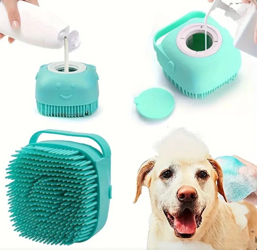 Dog Bath Brush, Soft Silicone Pet Shampoo Massage Dispenser Grooming Shower