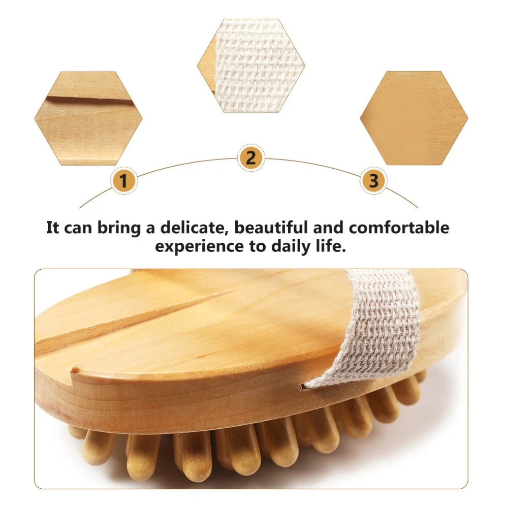 1PC Body Bath Massage Nursing Brush Compact No Handle Massage Brush (Wood Color)