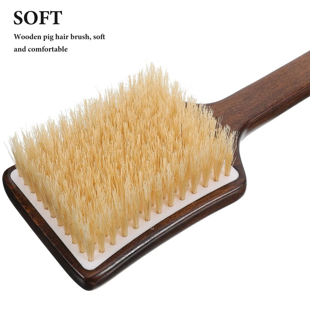 Bath Brush Wooden Handle Shower Brush Shower Exfoliating Bristle Scrubber For