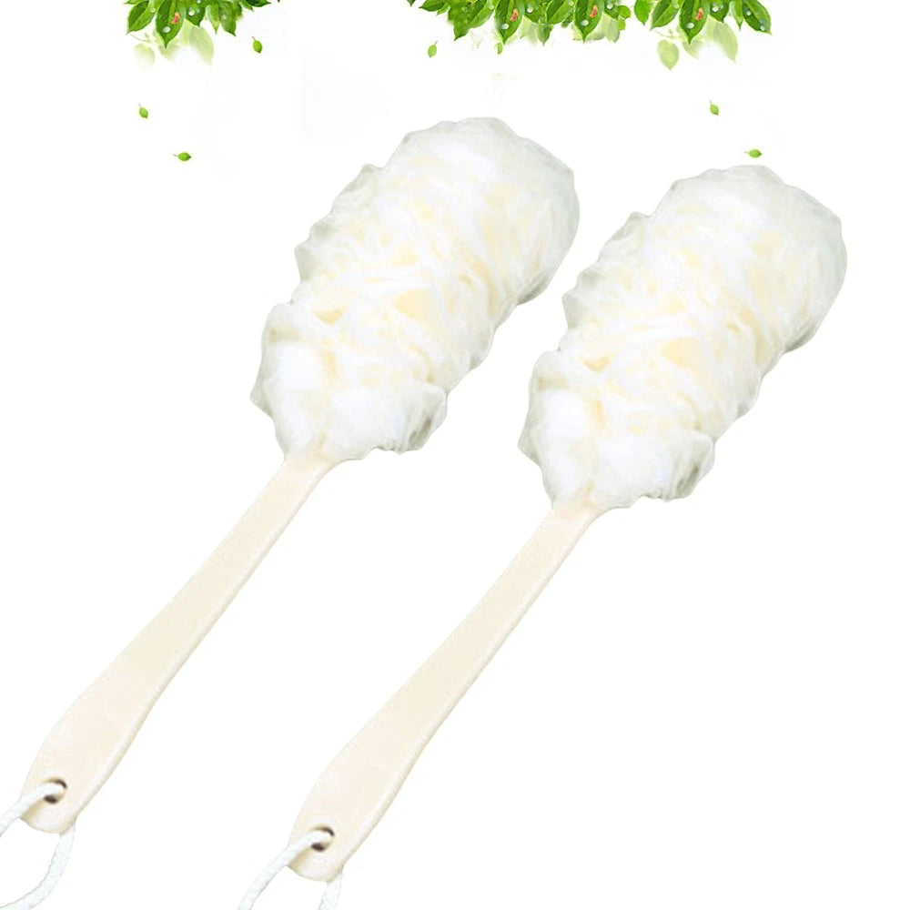 2 Pcs Rub The Back Bath Flowers Scrubber with Long Handle Body Brushes