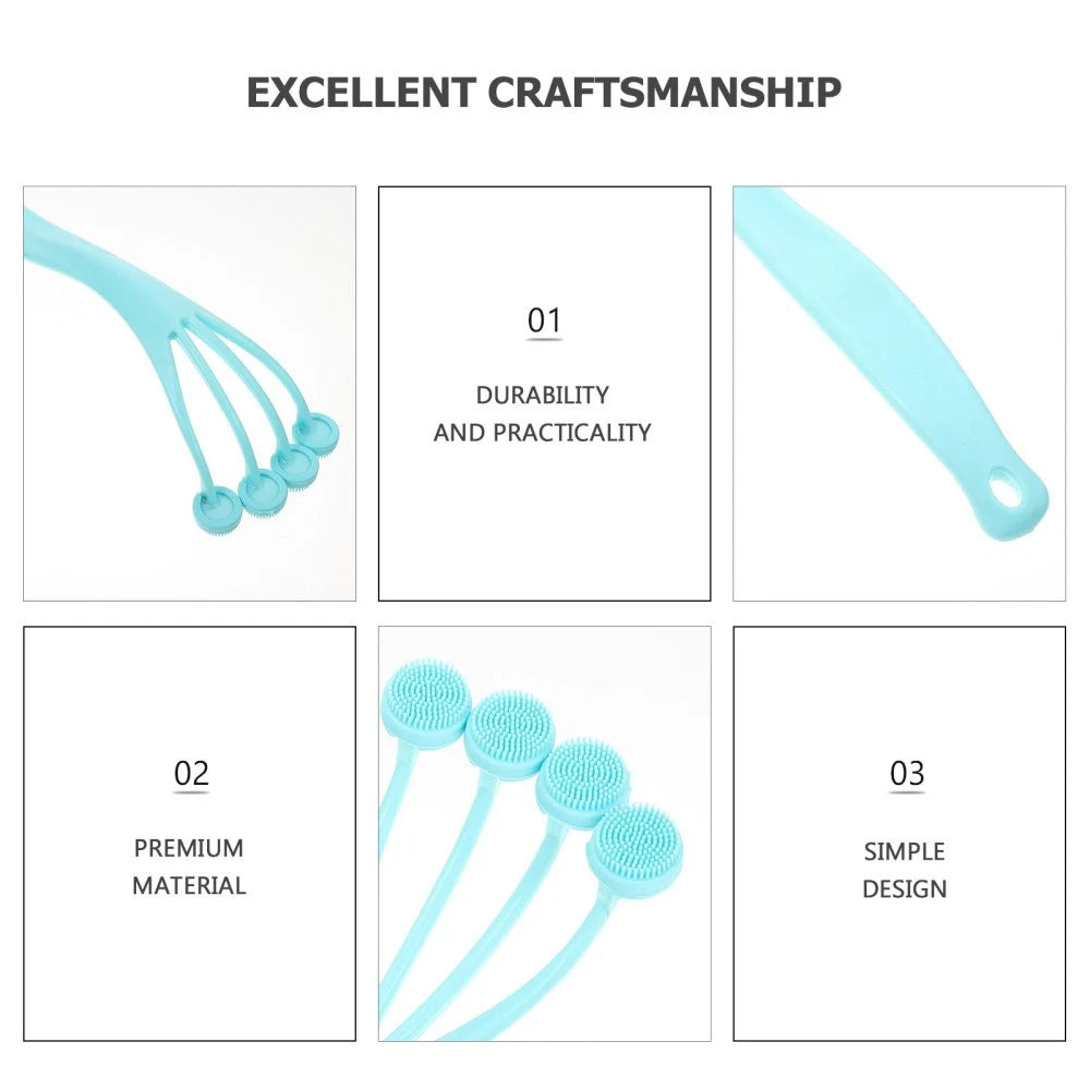 2 Pack Exfoliating Bath Brush Back Scrub Shower Body Scrubber Miss Silicone