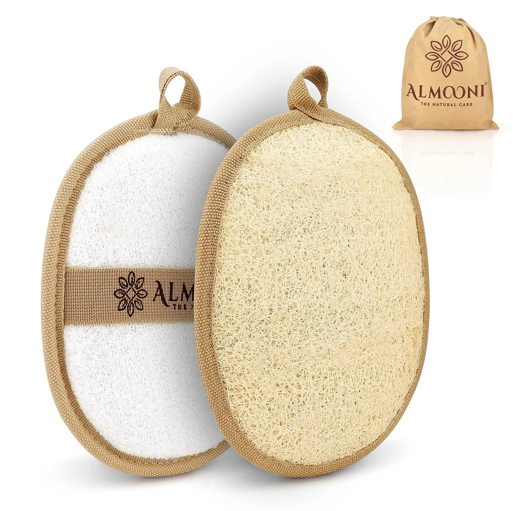 Natural Loofah Exfoliating Body Scrubber - 2 Count for Face & Body