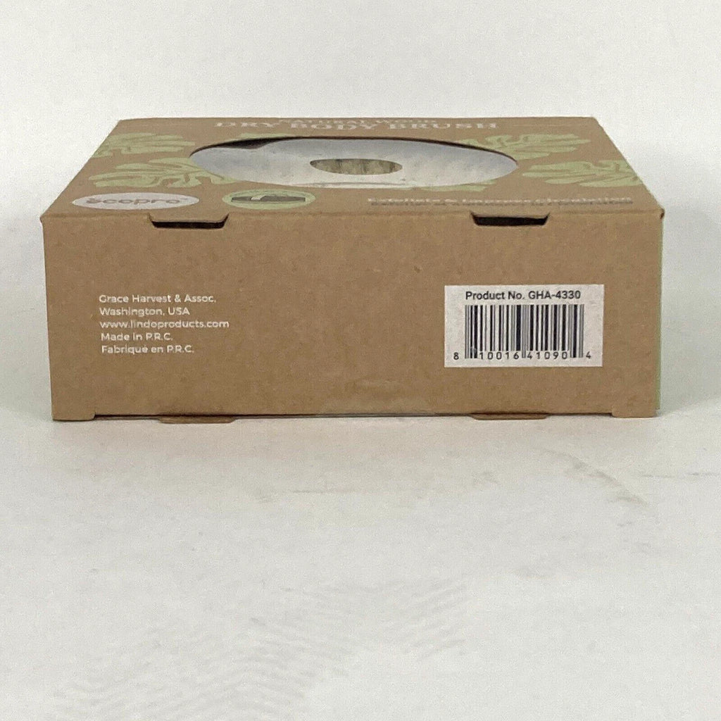 Ecopro - Natural Wood Dry Body Brush - Round - Canvas Strap - GHA-4330 - New!