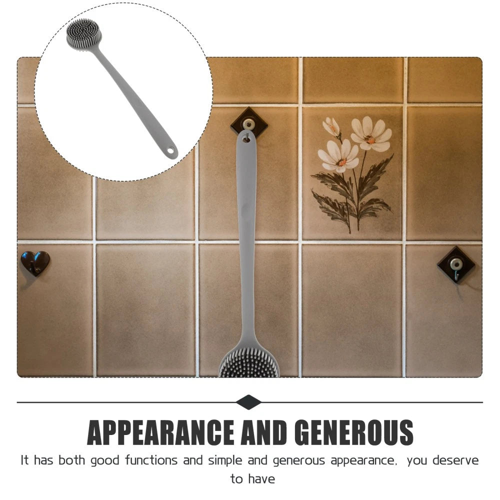 Silicone Bath Brush Back Scrubber for Shower Long Handle