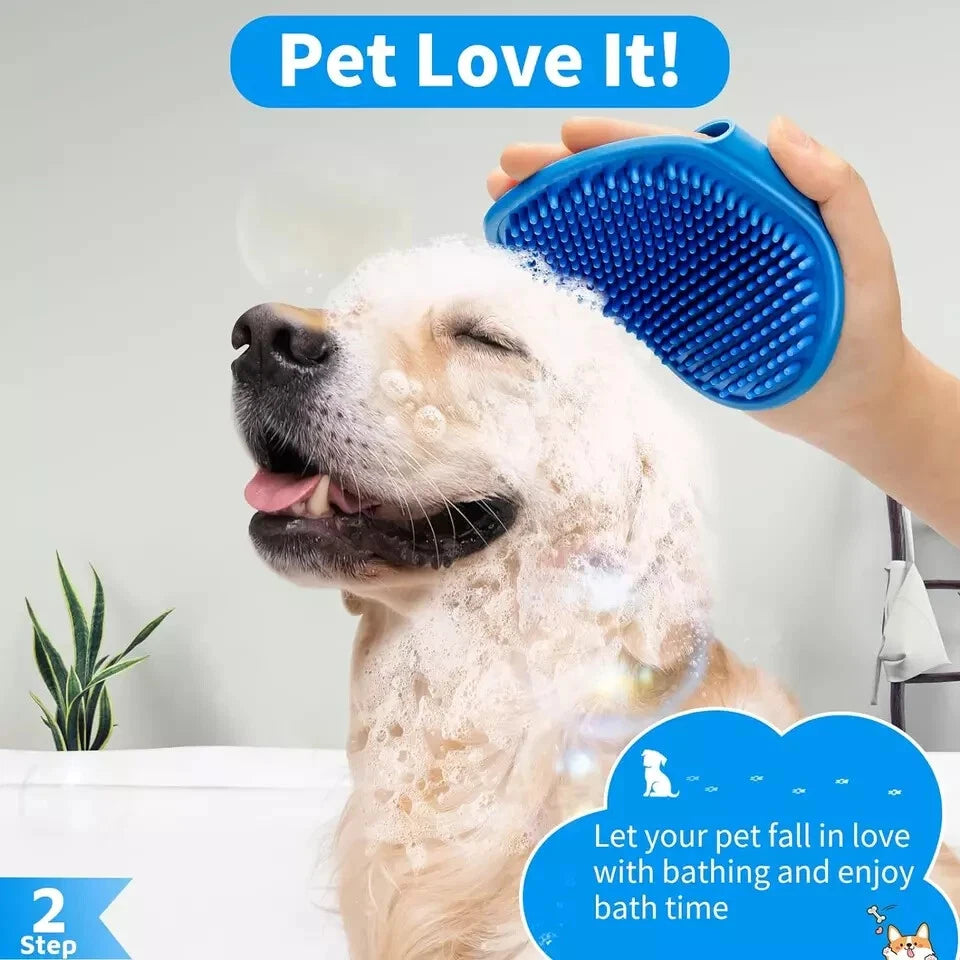 3PCS Dog Bath Brush | Dog Shampoo Brush | Dog Scrubber for Bath (Blue Blue Blue)