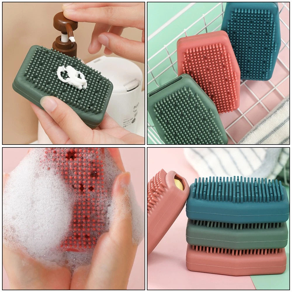 3 Pcs Silicone Bath Brush Man Skin Exfoliator Scrubber Brushes Body