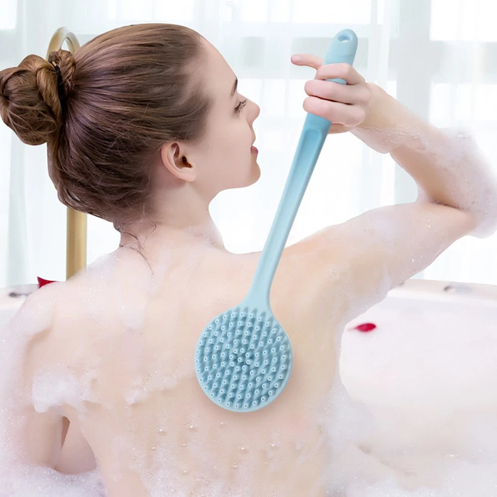 Silicone Bath Brush Man Body Scrubber with Handle Backbrush for Shower