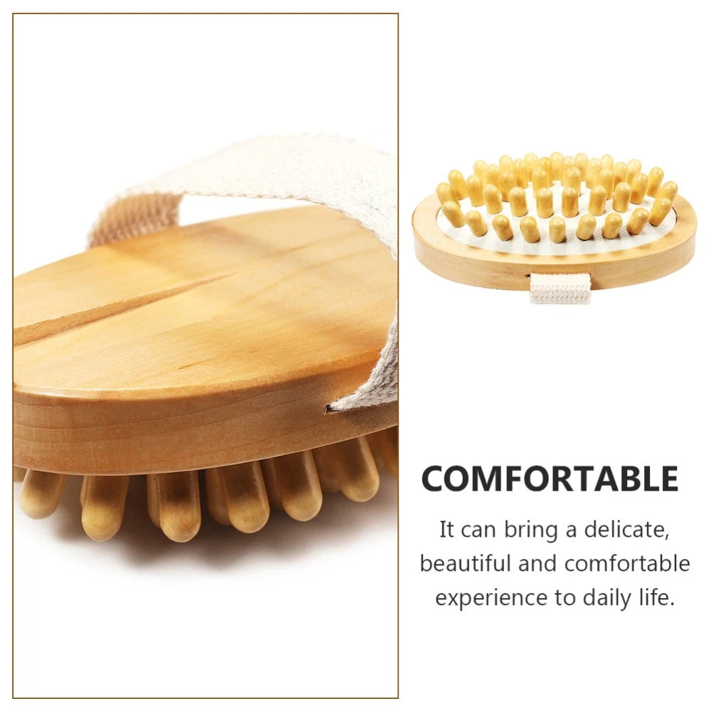 1PC Body Bath Massage Nursing Brush Compact No Handle Massage Brush (Wood Color)