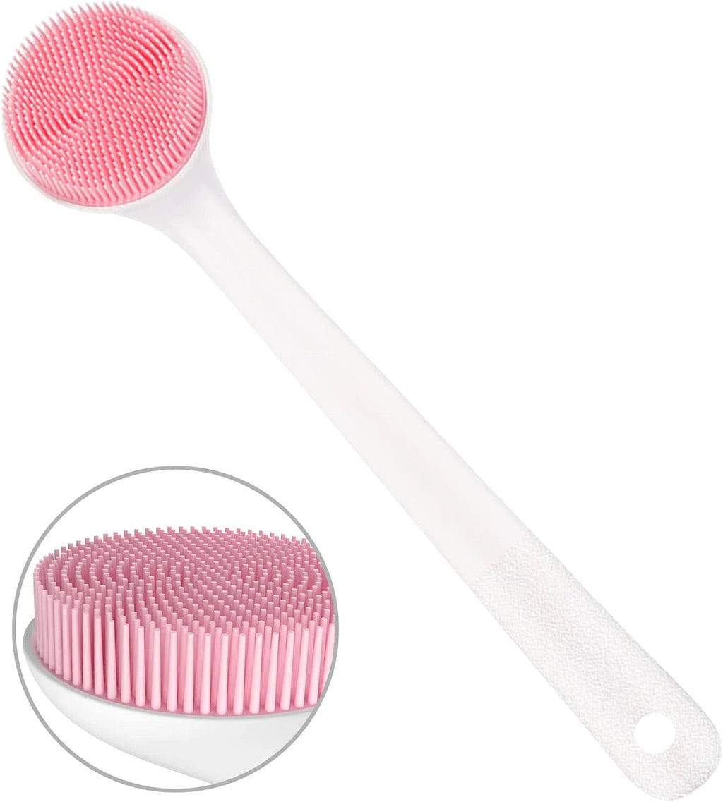 Silicone Back Scrubber for Shower, Back Washer Brush Long Handle with Soft Brist
