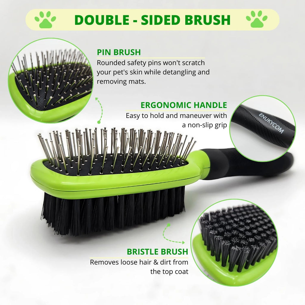Double-Sided Pet Dog Cat Brush for Detangling Deshedding & Removing Small Mats p