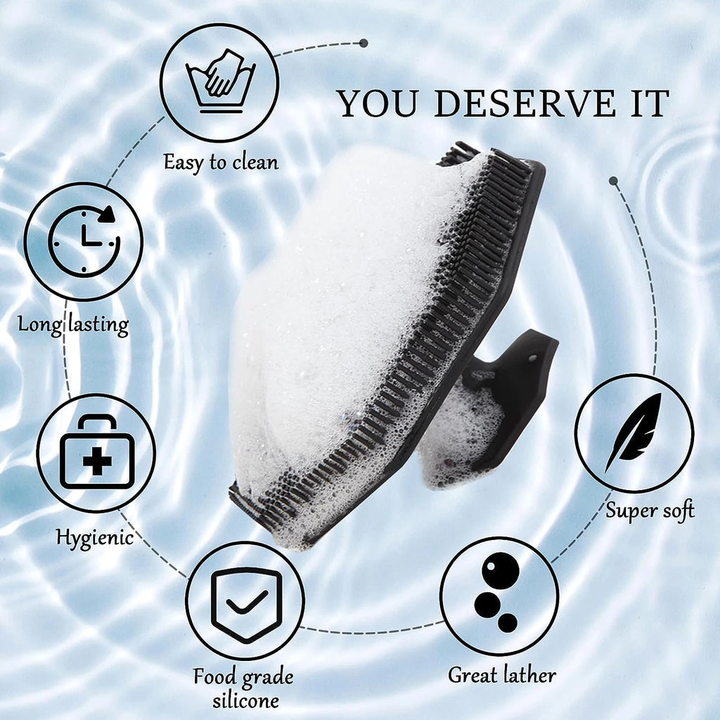 2Pack Silicone Body Scrubber,  Body Buffer Exfoliating Brush with Silicone Loofa