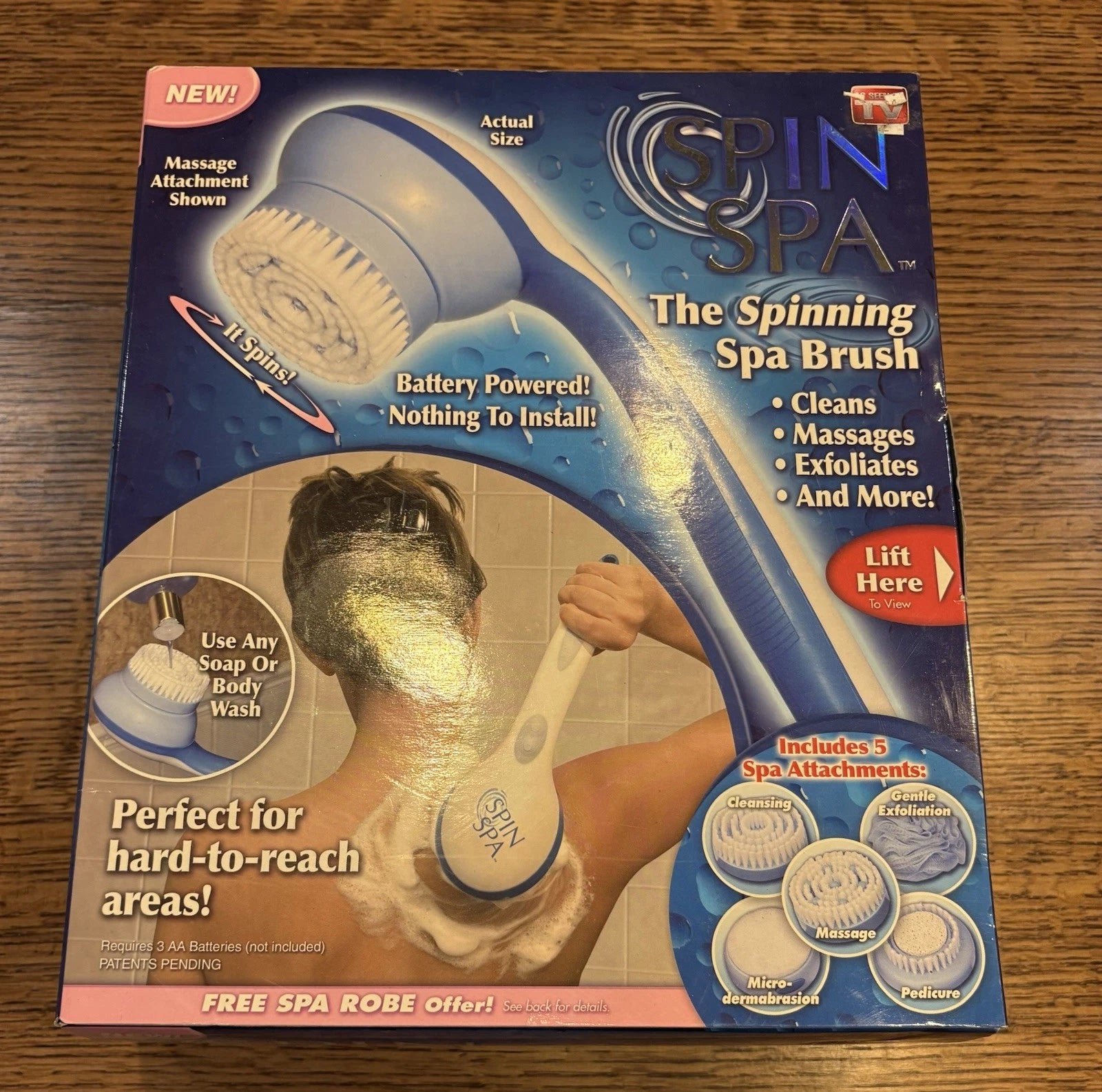 Spin Spa Spinning Spa Body Brush w/5 Attachments -As Seen on TV -NEW  in Box