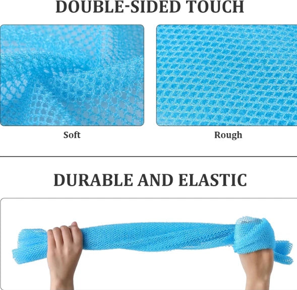 4× African Net Sponge Exfoliating Bath Long Sponge Shower Body Back Scrubber USA