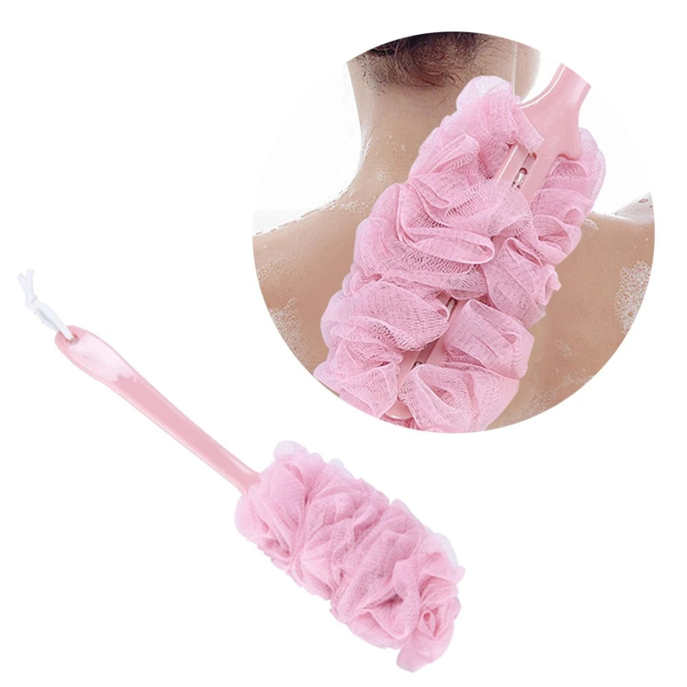 Long Handle Bath Flower Scrubber Colorful Body Brush Exfoliating Shower Brush