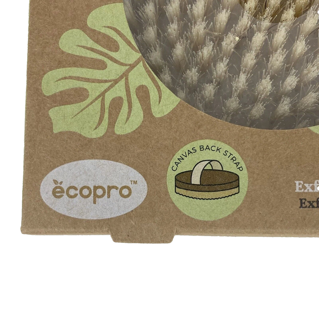 Ecopro - Natural Wood Dry Body Brush - Round - Canvas Strap - GHA-4330 - New!