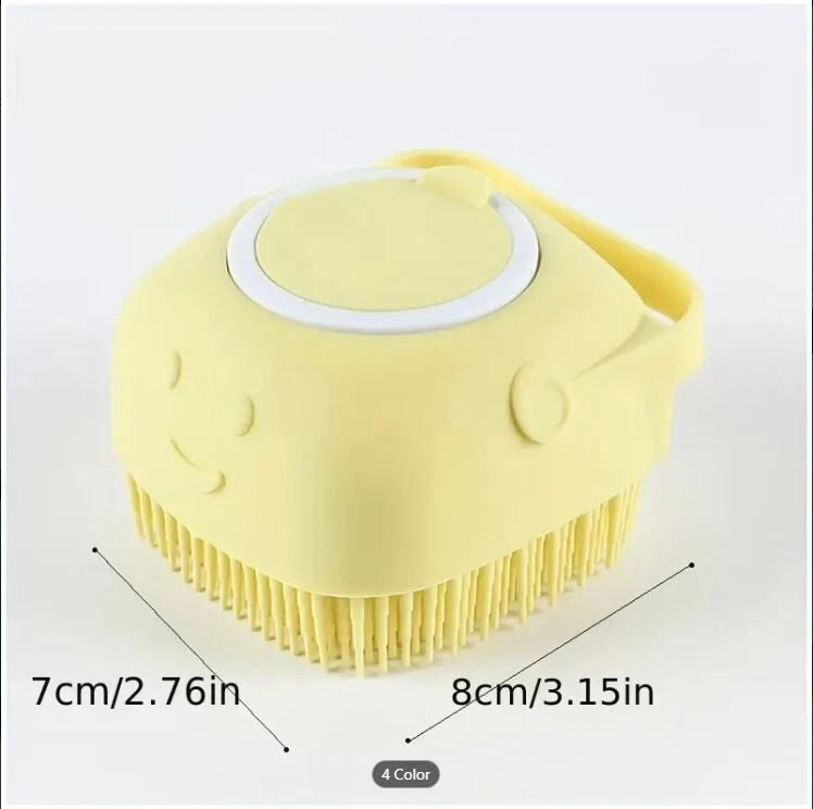 Pet Shampoo Brush, Silicone Massage Rubber Bath Comb With Shampoo Storage For Do