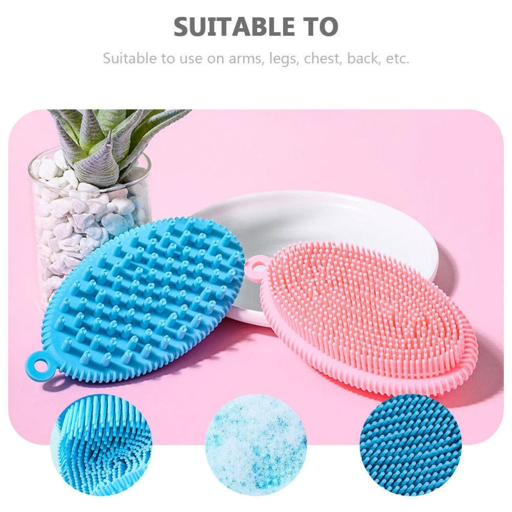 Bath Brush Child Man Dry Brushing Body Hand Held Silicone Scrubber