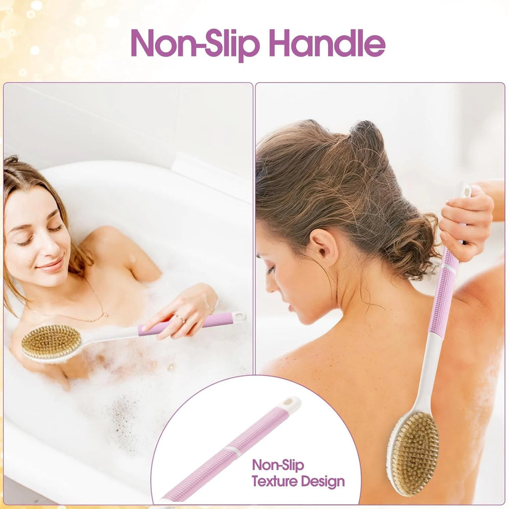 Body Scrubber Anti Slip for Shower,Shower Brush Long Handle with Stiff and Soft