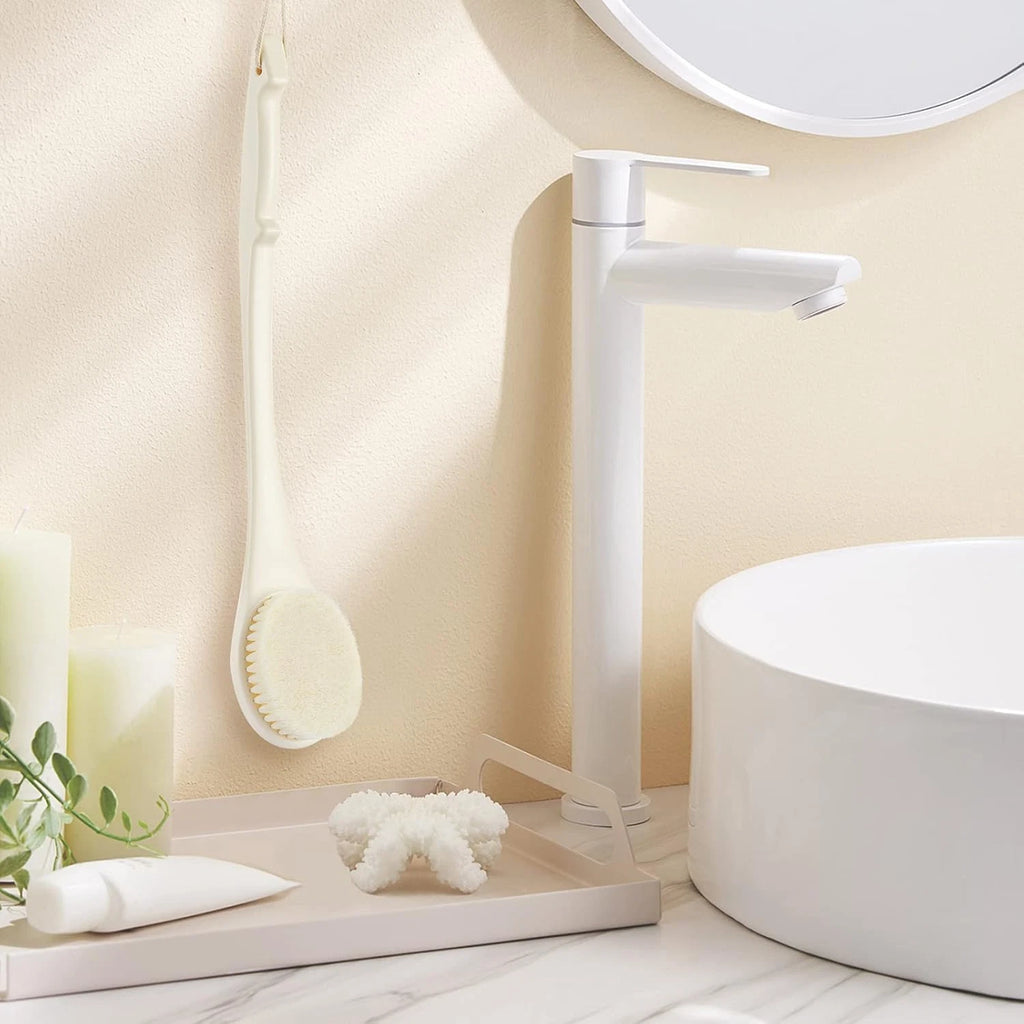 Body Back Scrubber – 17'' Long Handle Shower Brush, Anti-Mold Exfoliator for Dry