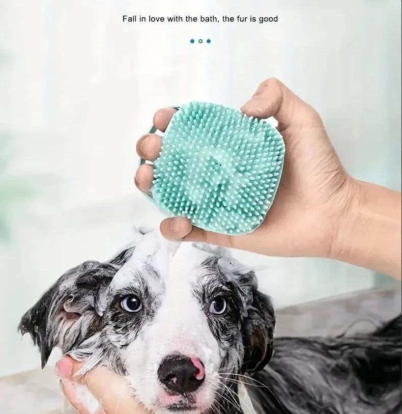 Pet Shampoo Brush, Silicone Massage Rubber Bath Comb With Shampoo Storage For Do