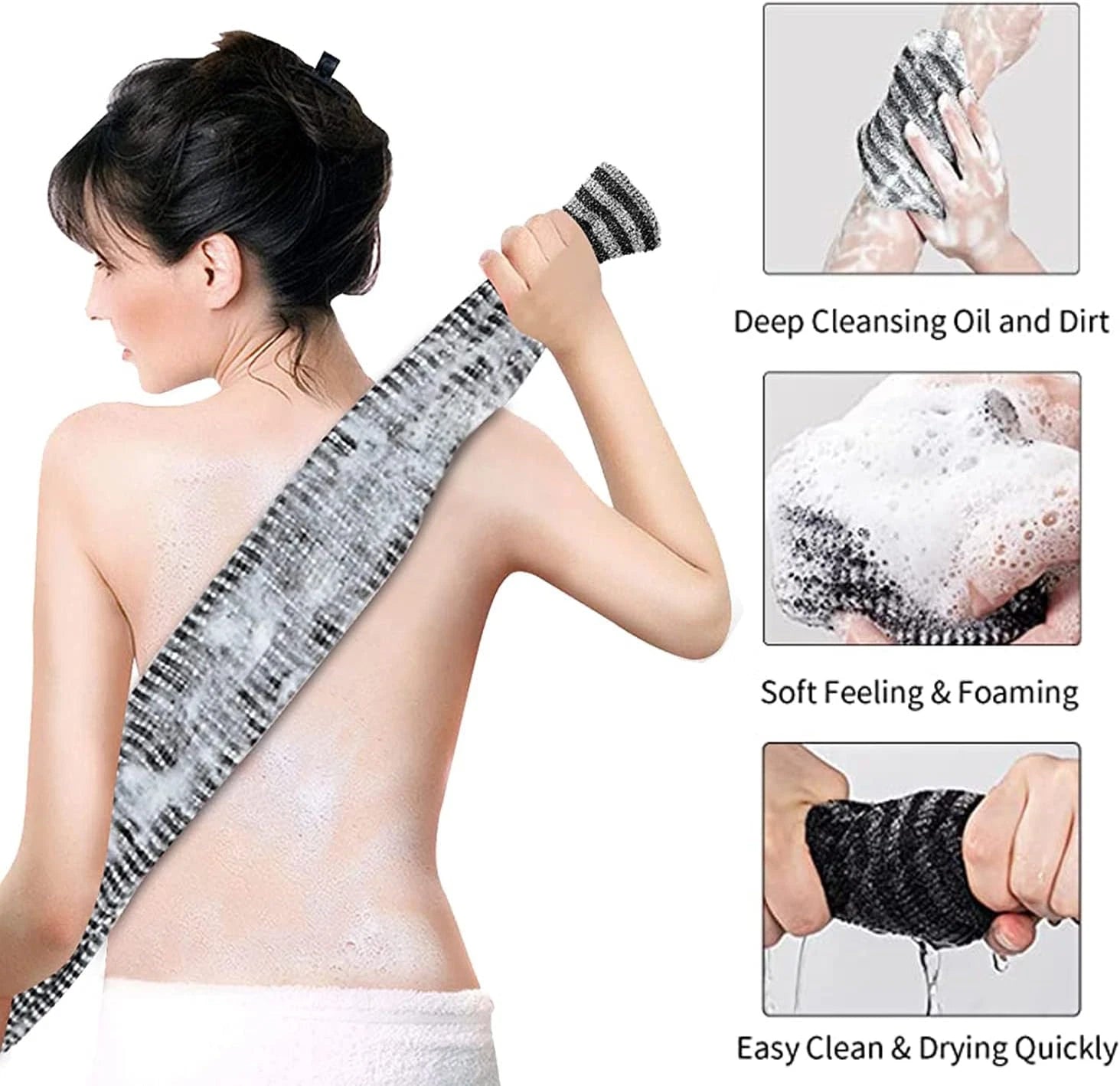 Yiclick Exfoliating Body Scrubber, Back Scrubber for Shower Bath, Japanese Scrub