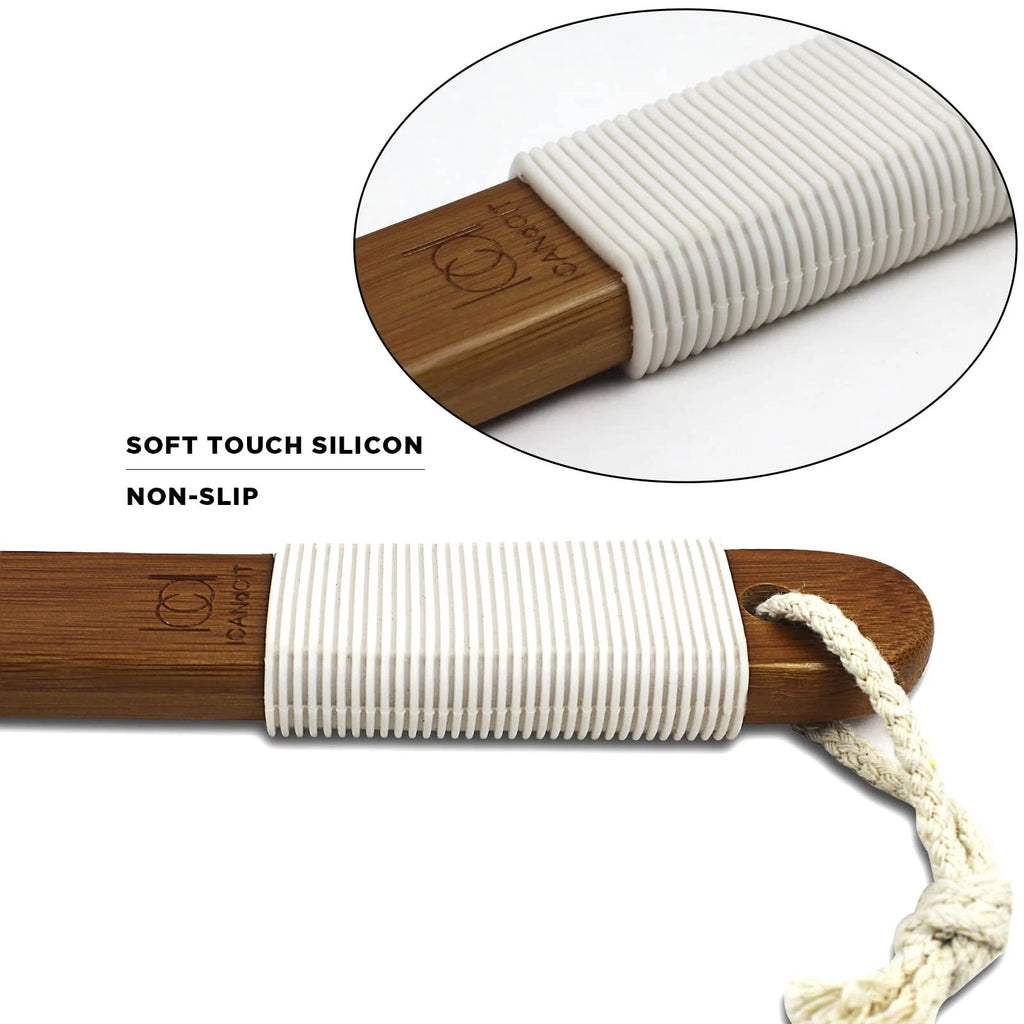 ICANdOIT-17.71Inch Natural Stiff Sisal Bristles Anti-Slip Long Handle Bath Br...