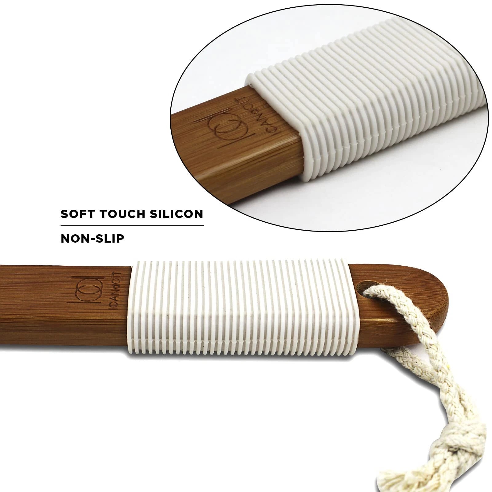 ICANdOIT-17.71Inch Natural Stiff Sisal Bristles Anti-Slip Long Handle Bath Br...