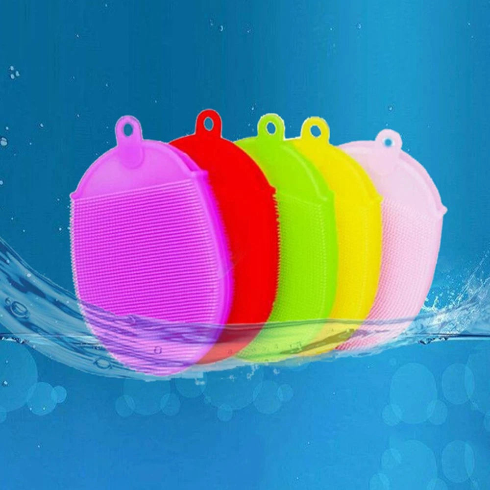 2 Pcs Silicone Bath Brush Exfoliating Shower Brush Silicone Bath Scrubber