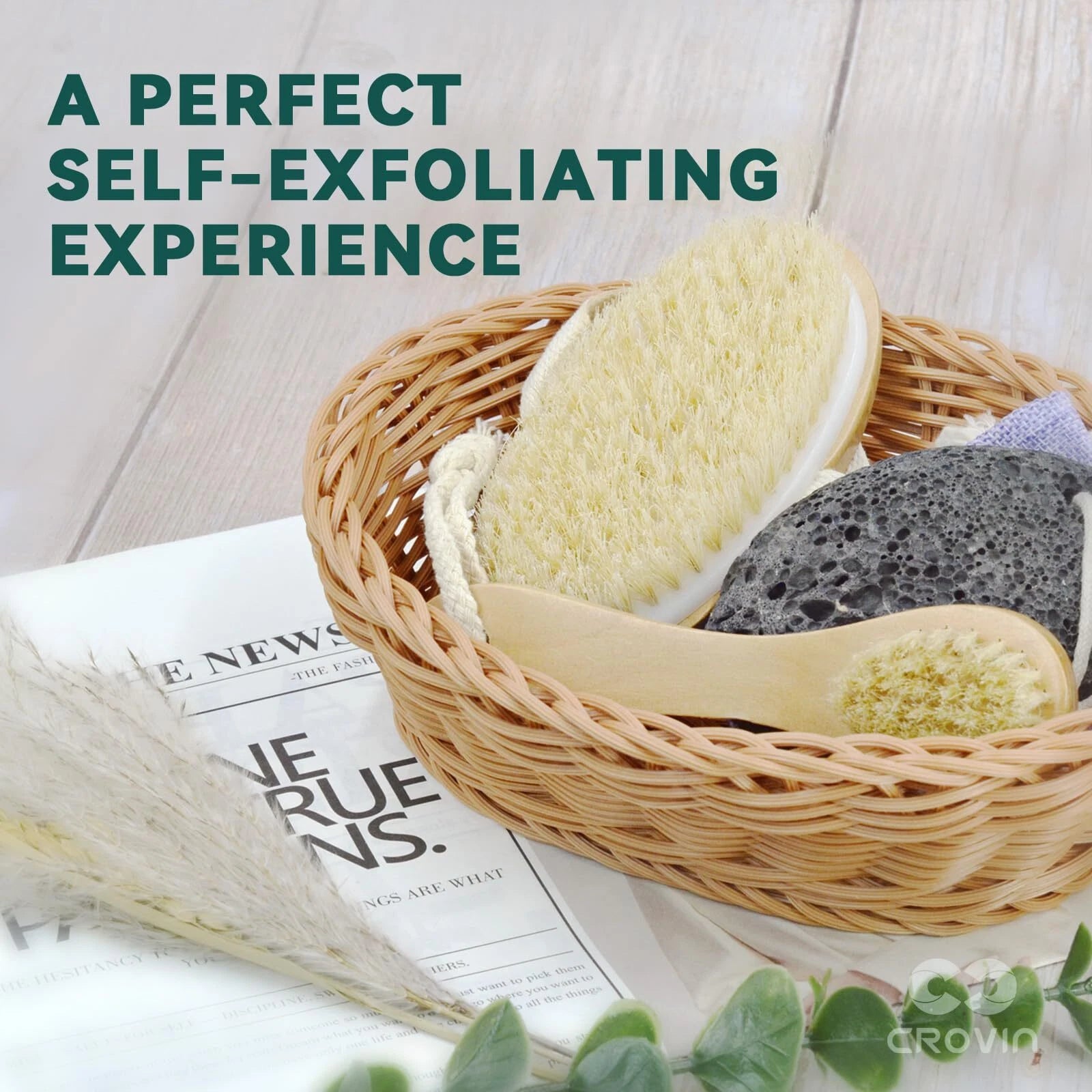 Shower Scrubber Body Dry Brushing With Natural Boar Bristle For Exfoliating Loah