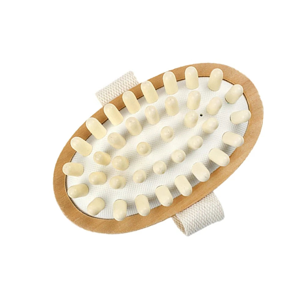 Spa Massager Handheld Wooden Cushion Body Brush For Women Brown 12.8 X 4 X 1 cm
