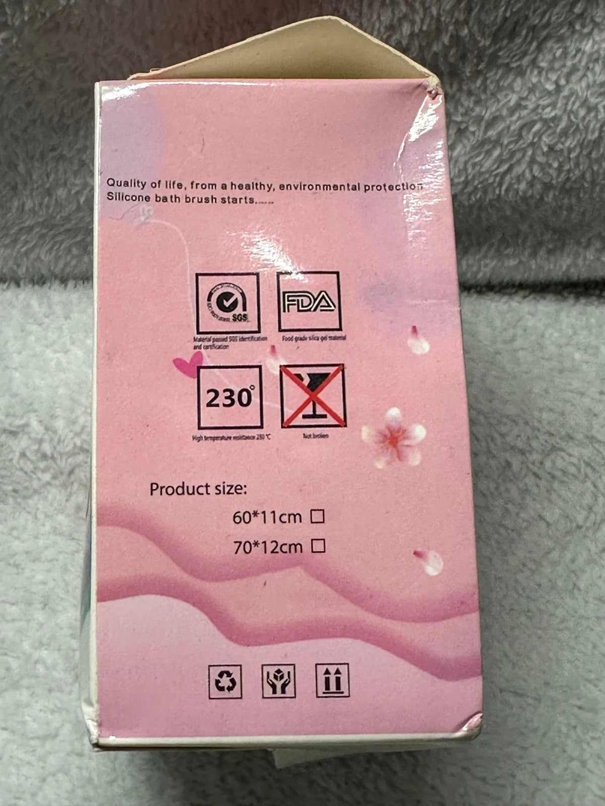 Silica Gel Bath Brush Pink Silicone Shower Massage Skin Exfoliation New In Pack