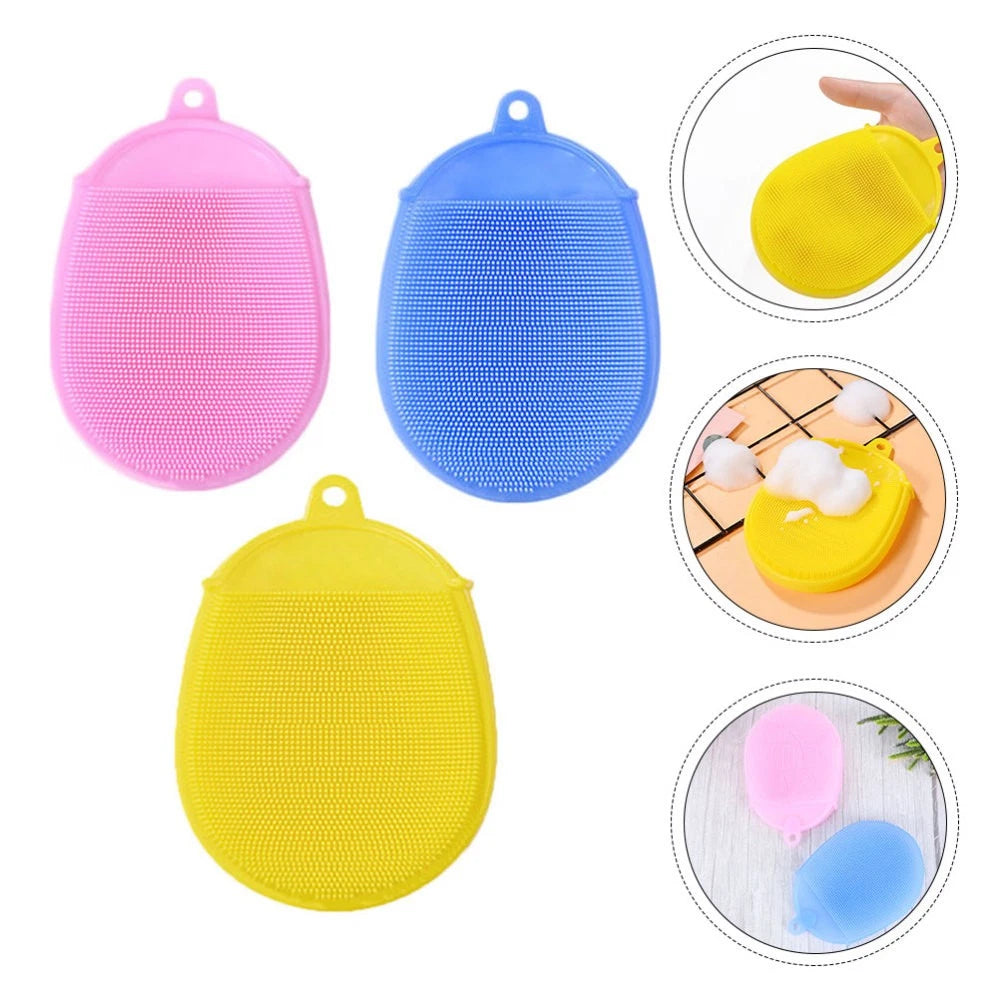 3pcs Silicone Bathing Brushes Skin Massager Cleaning Tools Rubbing Brushes