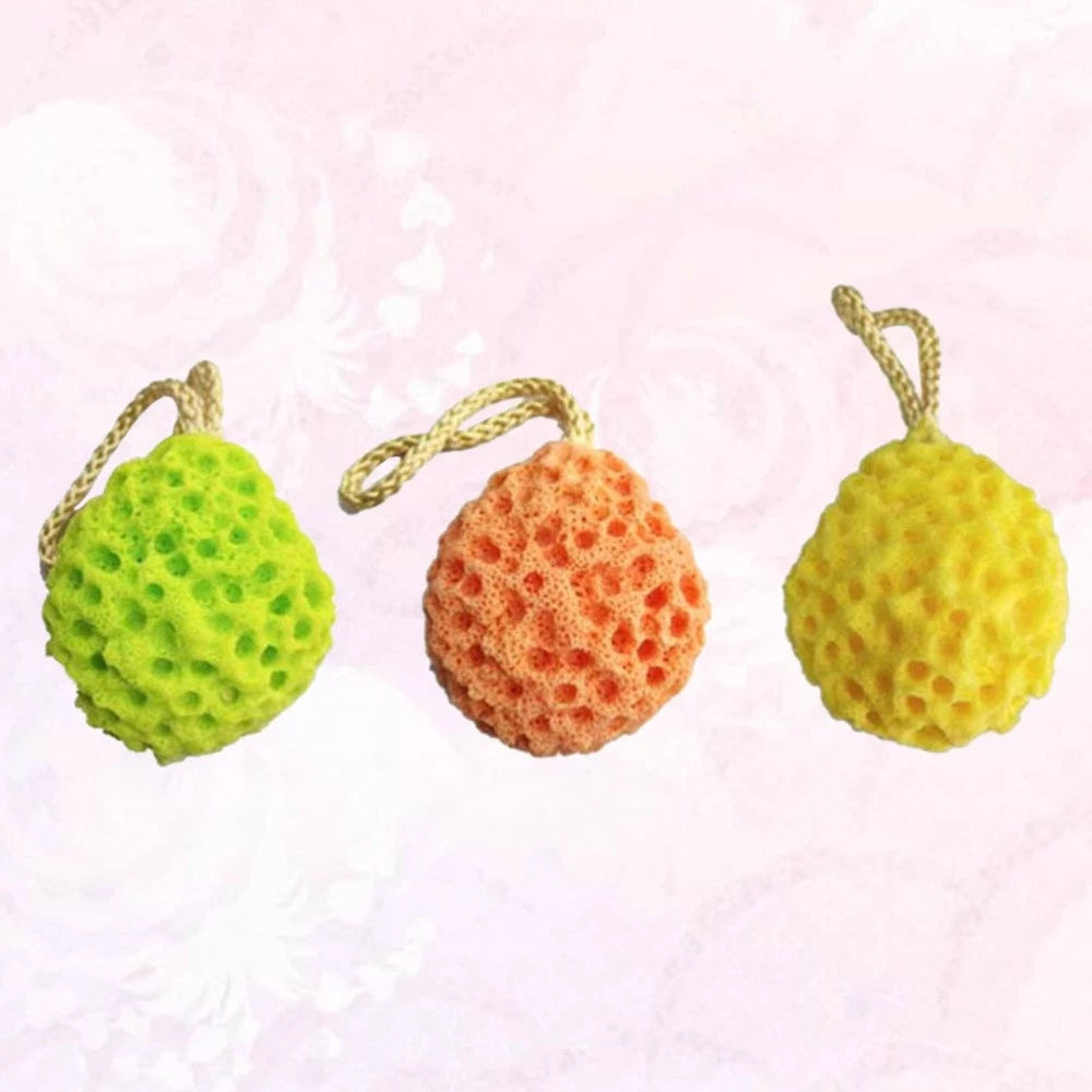 3 Pcs Honeycomb Bath Shower Sponge Seaweed Cotton Exfoliating Brush with Rope