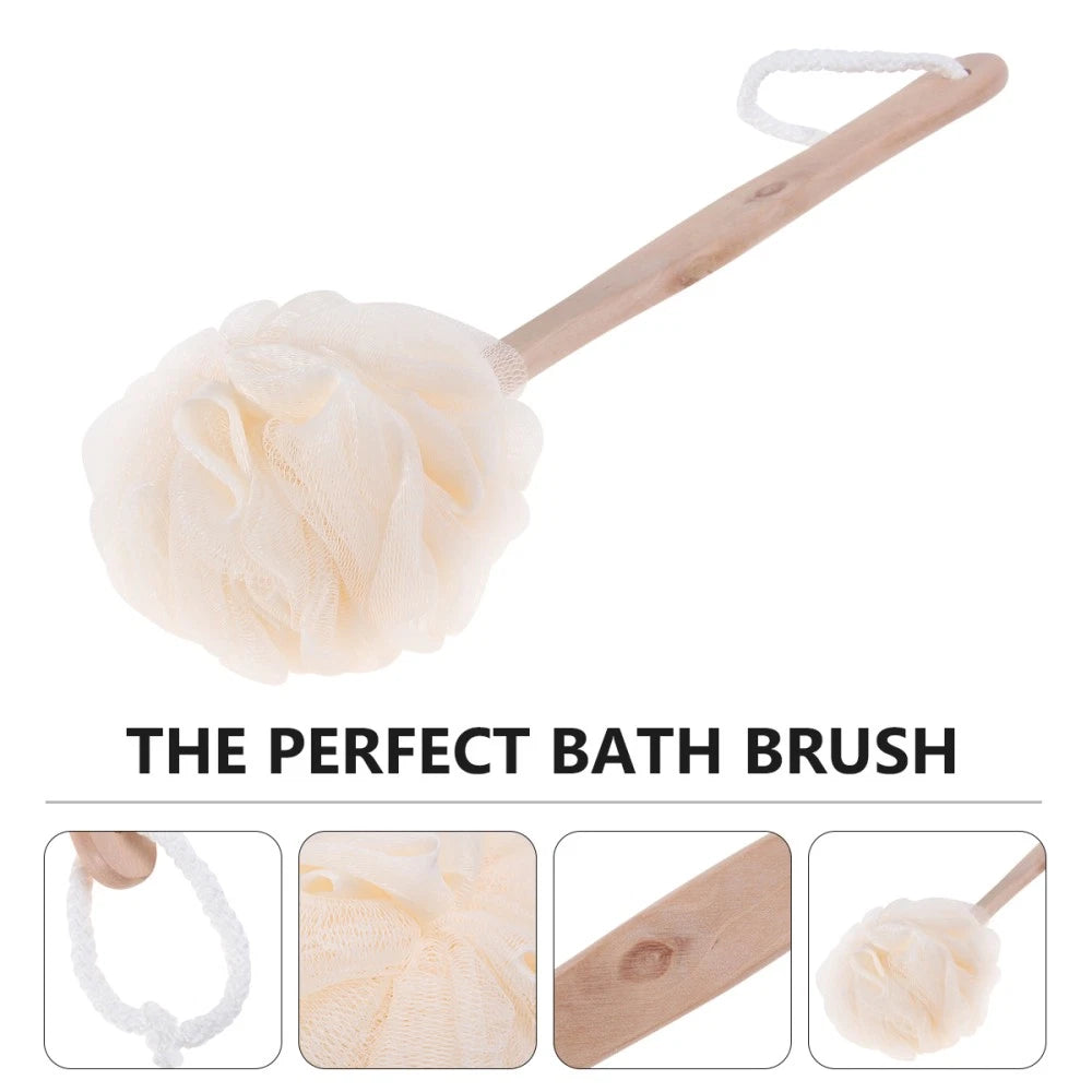 Long Handle Bath Sponge Exfoliating Brush Loofah Mesh for Travel and Home