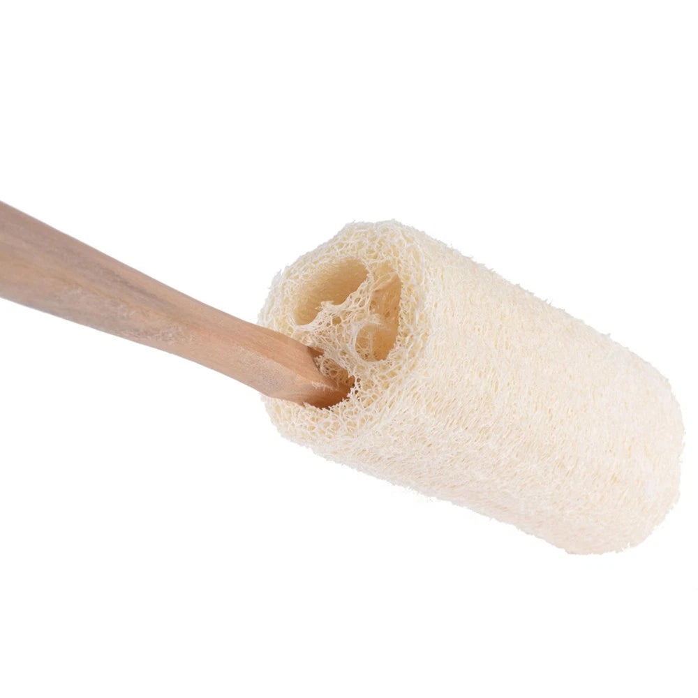 Long Handle Bath Wooden Loofah Brush Natural Exfoliating Sponge Body Scrubber