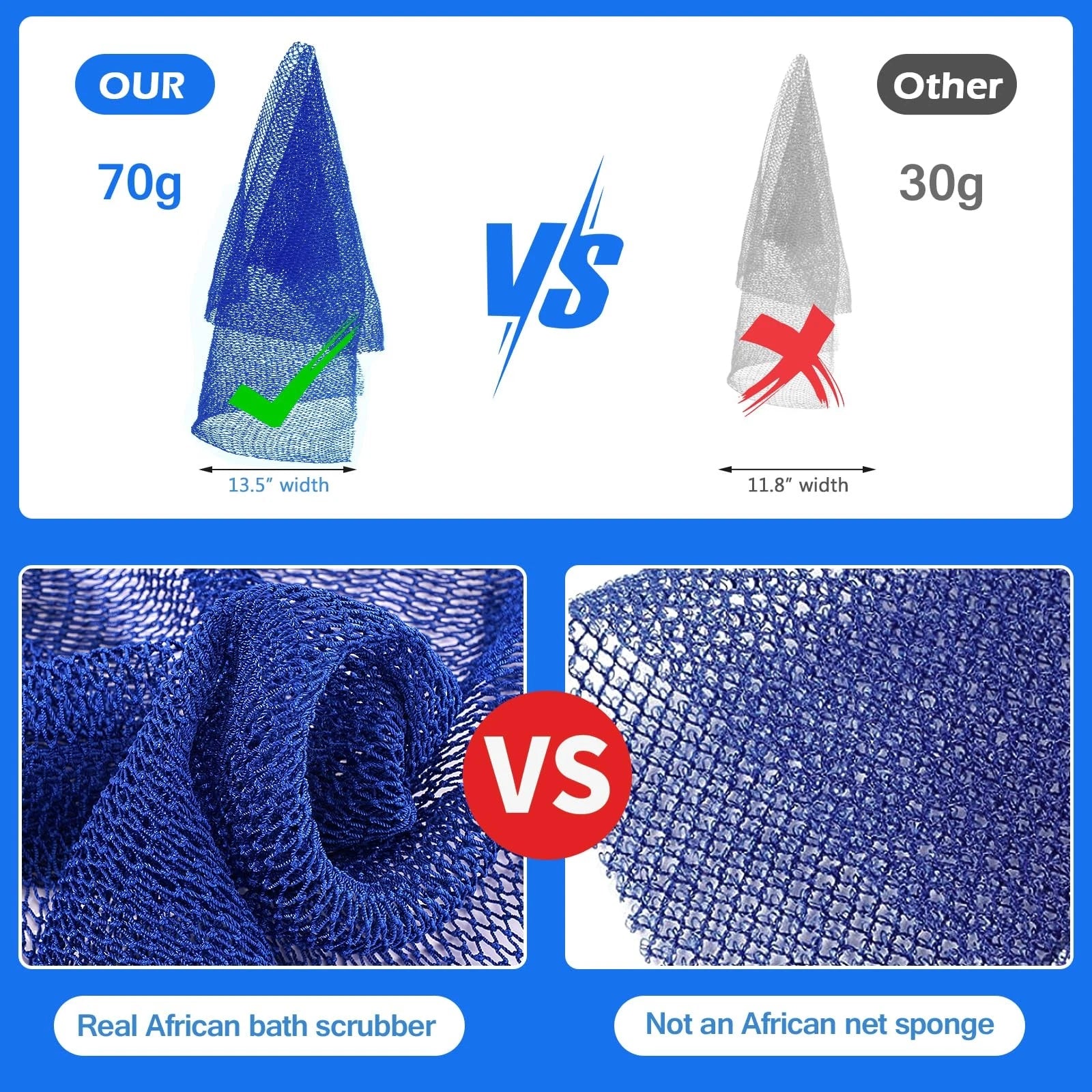 Exfoliating Body Scrubber for Bath & Shower Gentle Deep Clean Blue