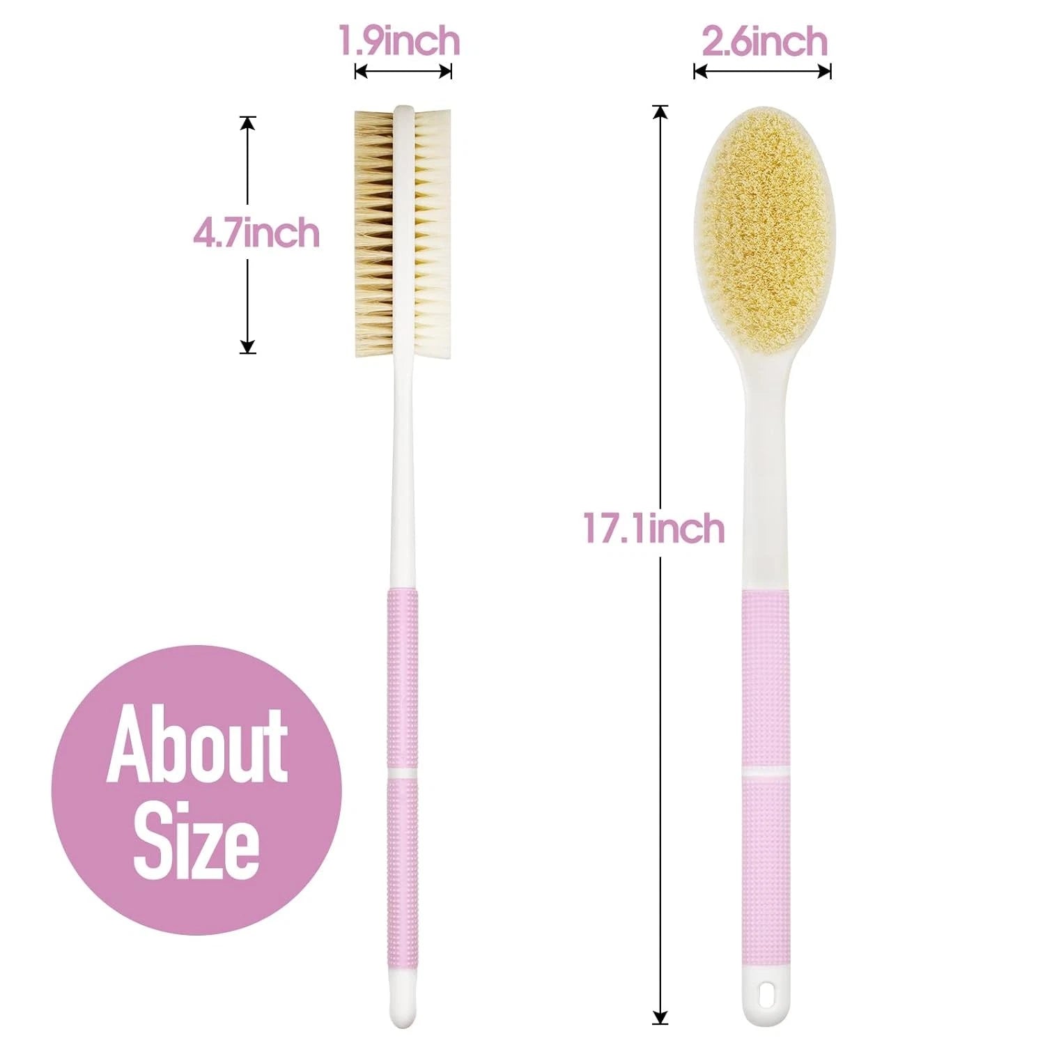 Body Scrubber Anti Slip for Shower,Shower Brush Long Handle with Stiff and Soft