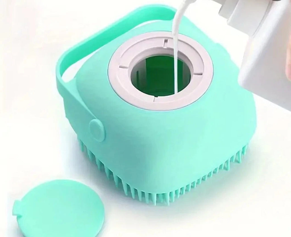 Dog Bath Brush, Soft Silicone Pet Shampoo Massage Dispenser Grooming Shower