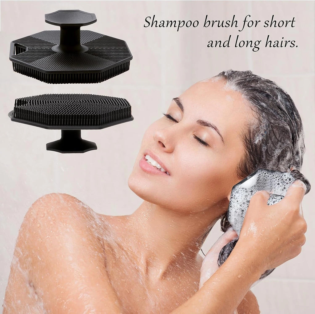 2Pack Silicone Body Scrubber,  Body Buffer Exfoliating Brush with Silicone Loofa