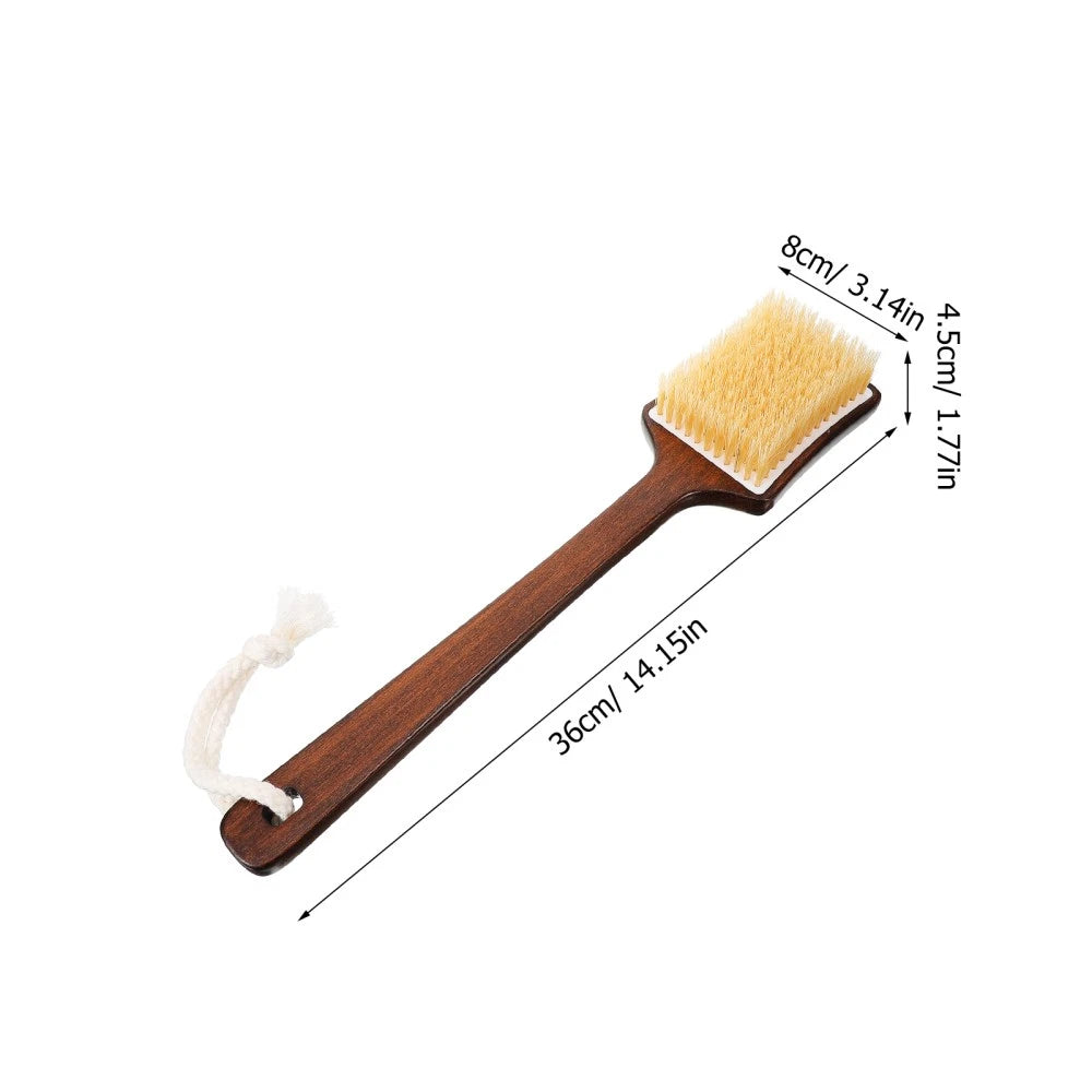 Bath Brush Wooden Handle Shower Brush Shower Exfoliating Bristle Scrubber For