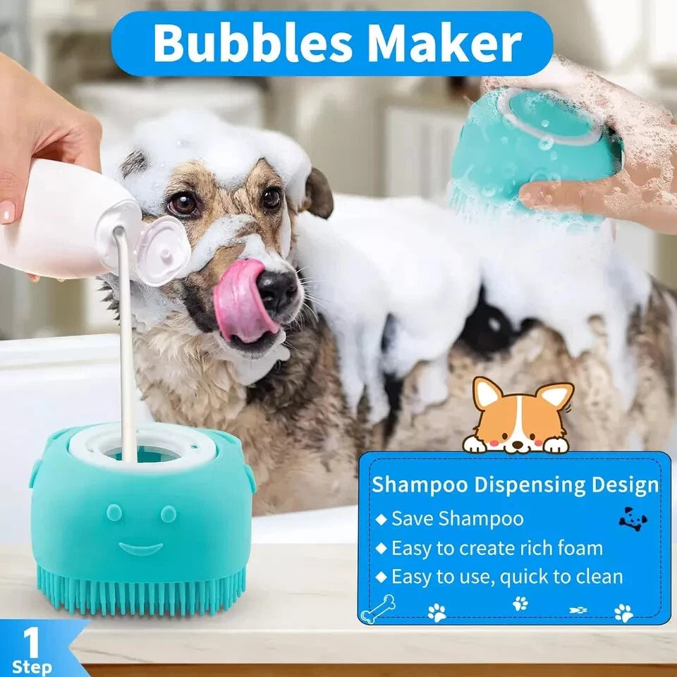 3PCS Dog Bath Brush | Dog Shampoo Brush | Dog Scrubber for Bath (Blue Blue Blue)