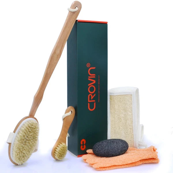 Shower Scrubber Body Dry Brushing With Natural Boar Bristle For Exfoliating Loah