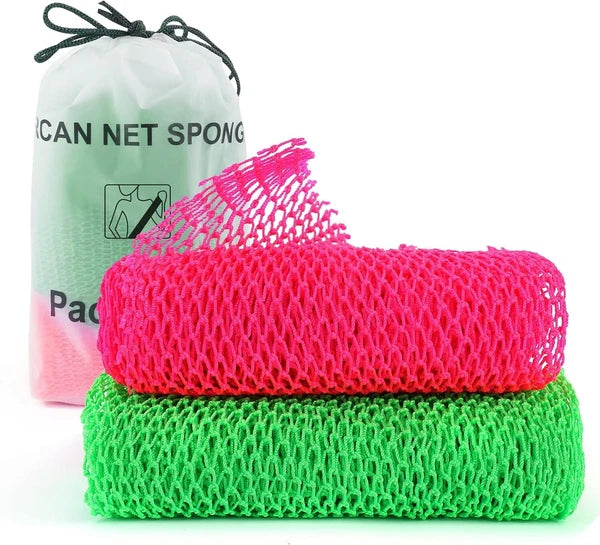 2 Pieces African Net Sponge Authentic Real African Exfoliating Net Bath Sponge W