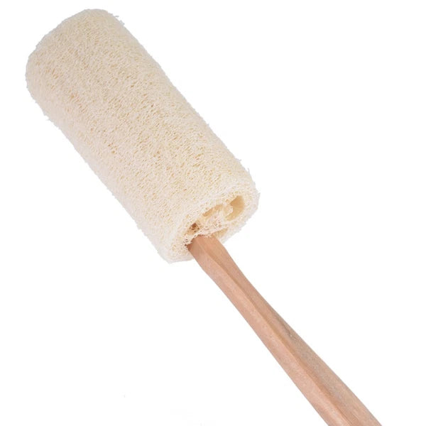Long Handle Bath Wooden Loofah Brush Natural Exfoliating Sponge Body Scrubber