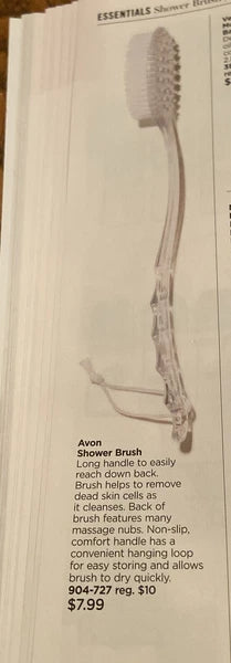 Avon Long Non Slip Comfort Handle Shower Brush Massage Nubs &  Hanging Loop NEW