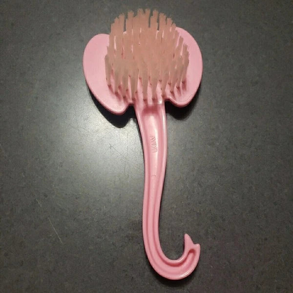 Vintage Pink Elephant Baby Bath Brush trunk Handle Avon