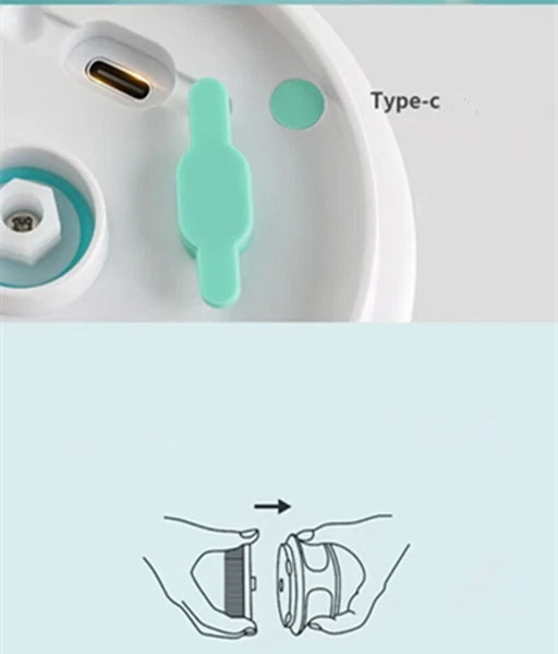 Electric Bath Body Shower Brush Long Handle Back Massage Cleaning w/5 brush