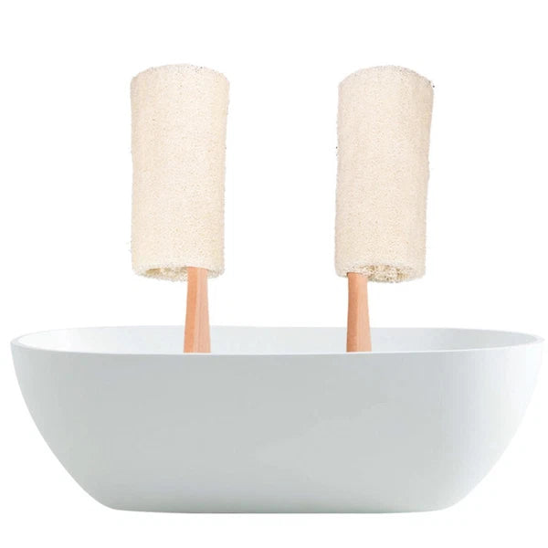 Long Handle Bath Wooden Loofah Brush Natural Exfoliating Sponge Body Scrubber